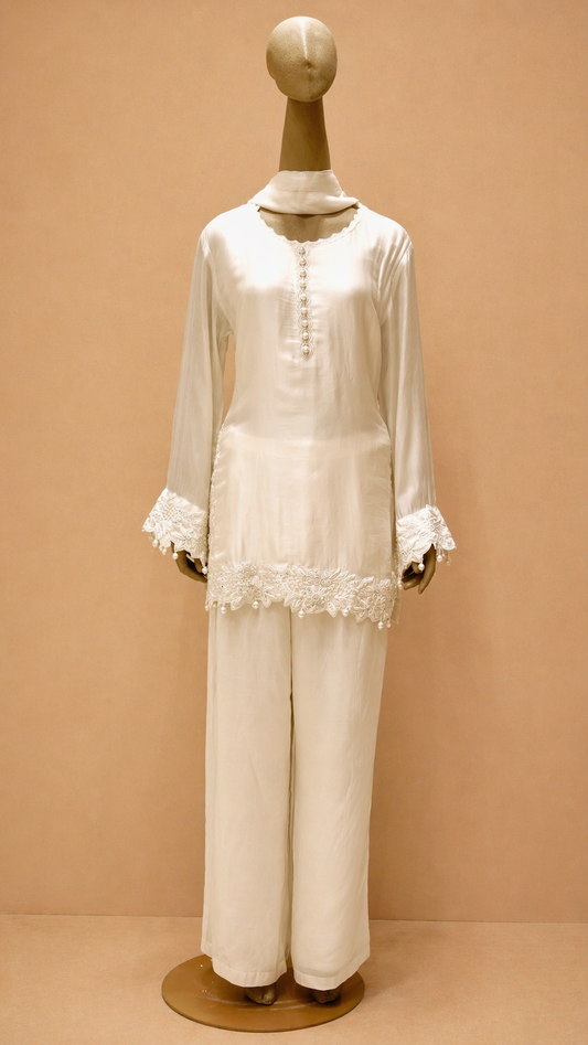 Classic Ivory Embellished Kurta Set