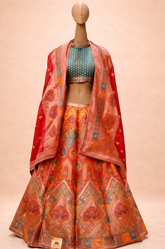Heritage Fusion Multi-Color Lehenga