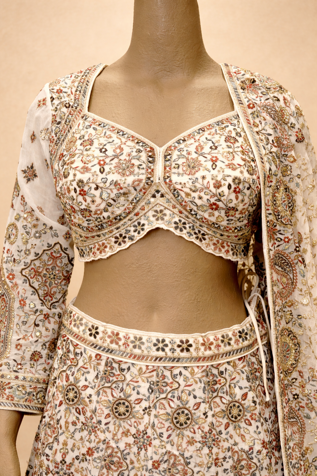 Elegant Ivory Floral Lehenga Set