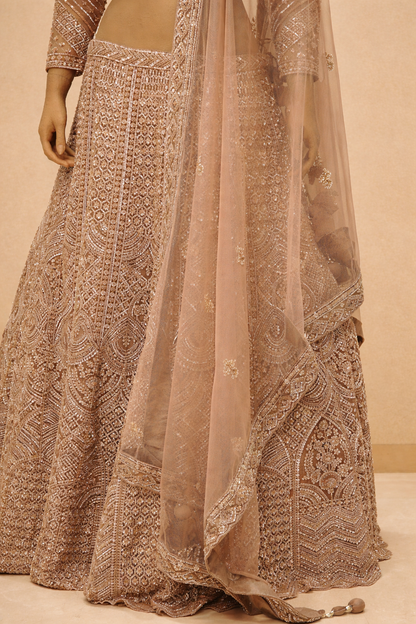 Rose Gold Heavy Embroidered Designer Lehenga Set