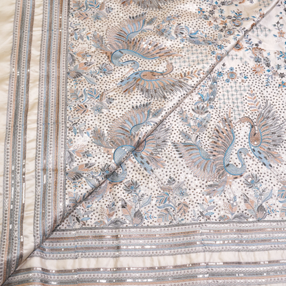 SLUB SILK WITH THREAD EMBROIDERY WITH SEQUIN DETAILING