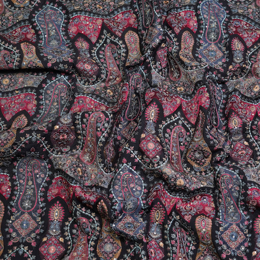 SLUB SILK WITH EMBROIDERY WORK