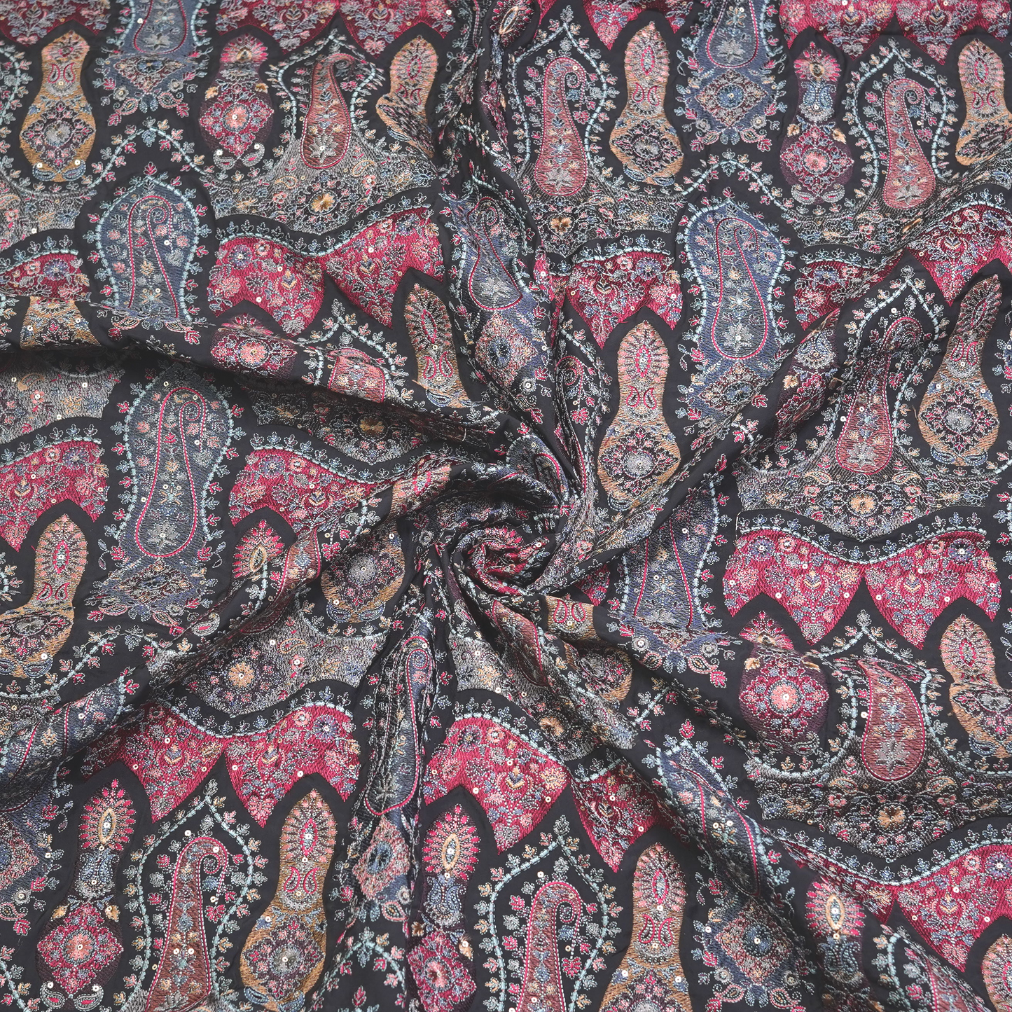SLUB SILK WITH EMBROIDERY WORK