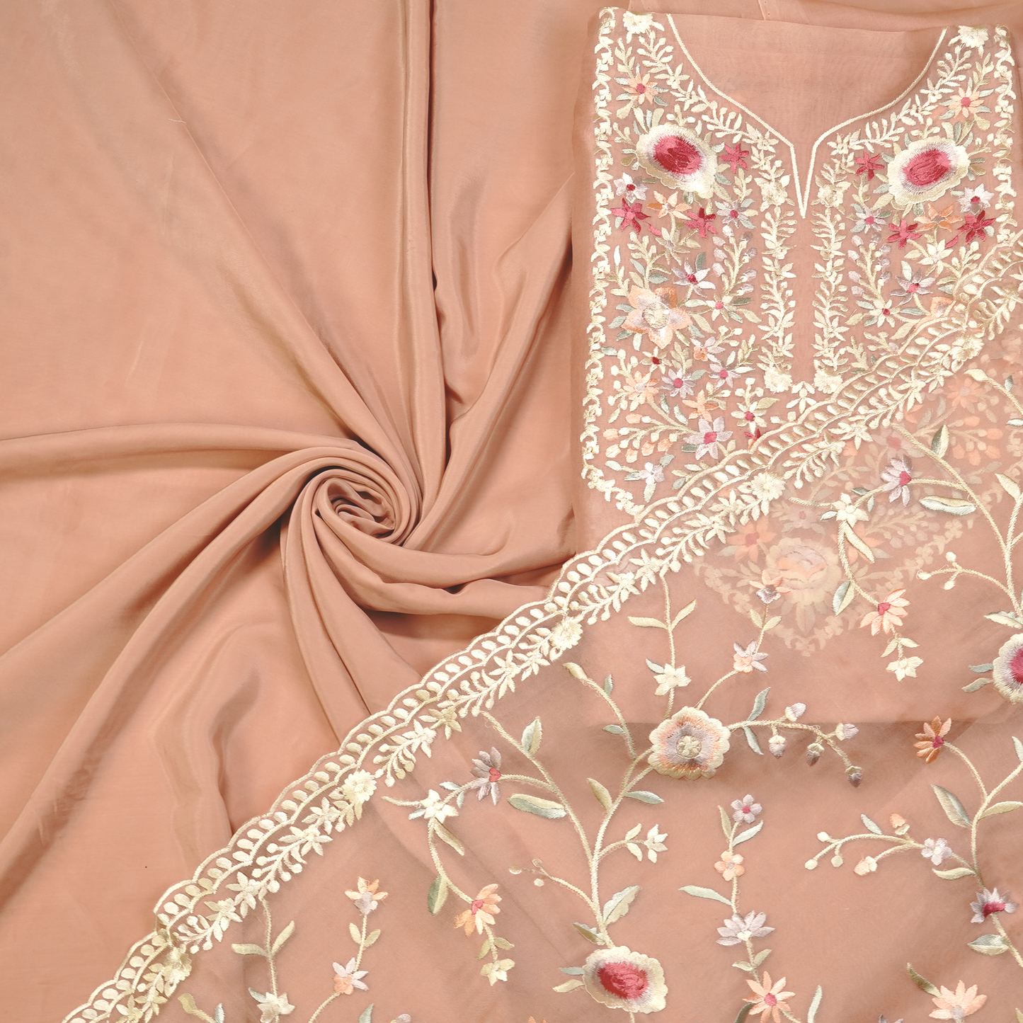 PURE ORGANZA UNSTITCHED SUITS WITH DUPATTA