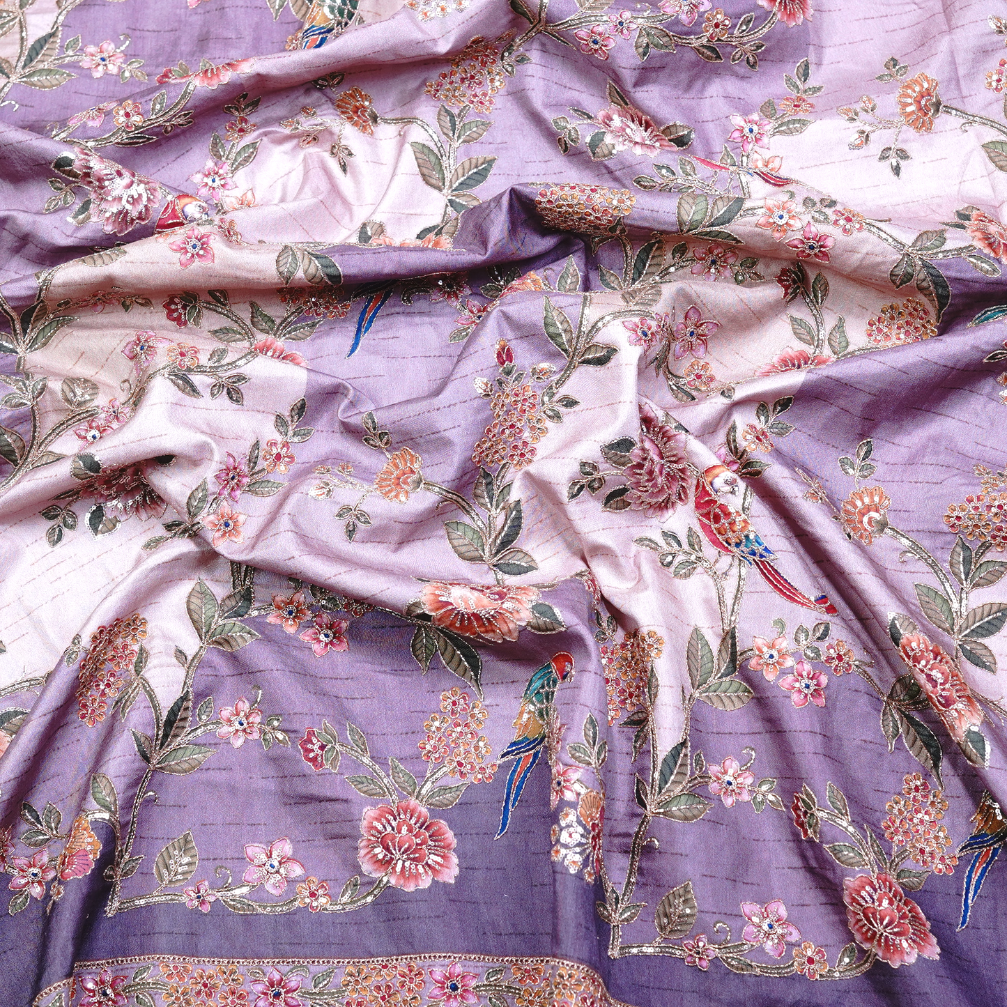 SLUB SILK WITH EMBROIDERED WORK