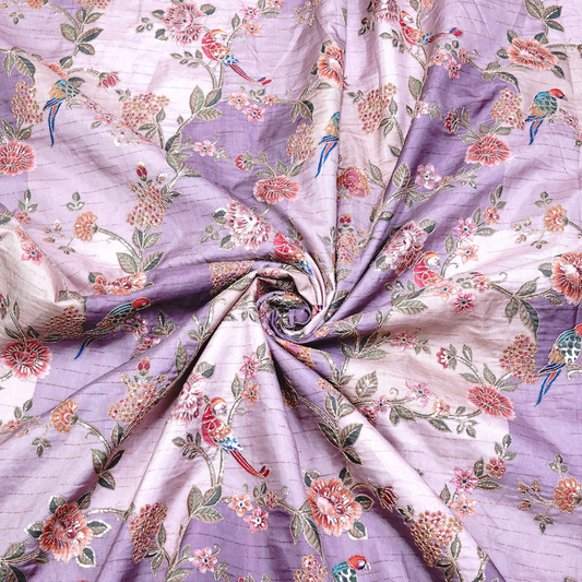 SLUB SILK WITH EMBROIDERED WORK