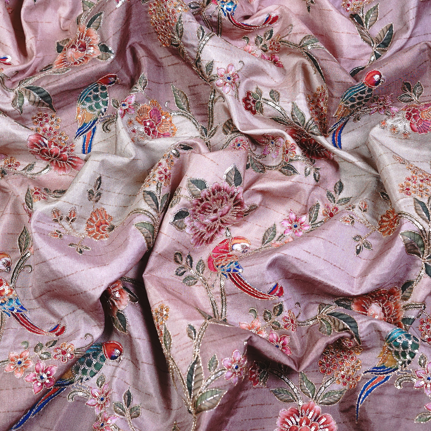 SLUB SILK WITH EMBROIDERED WORK