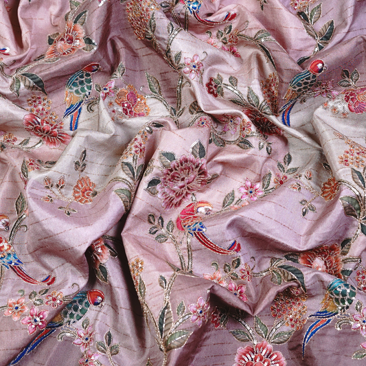 SLUB SILK WITH EMBROIDERED WORK