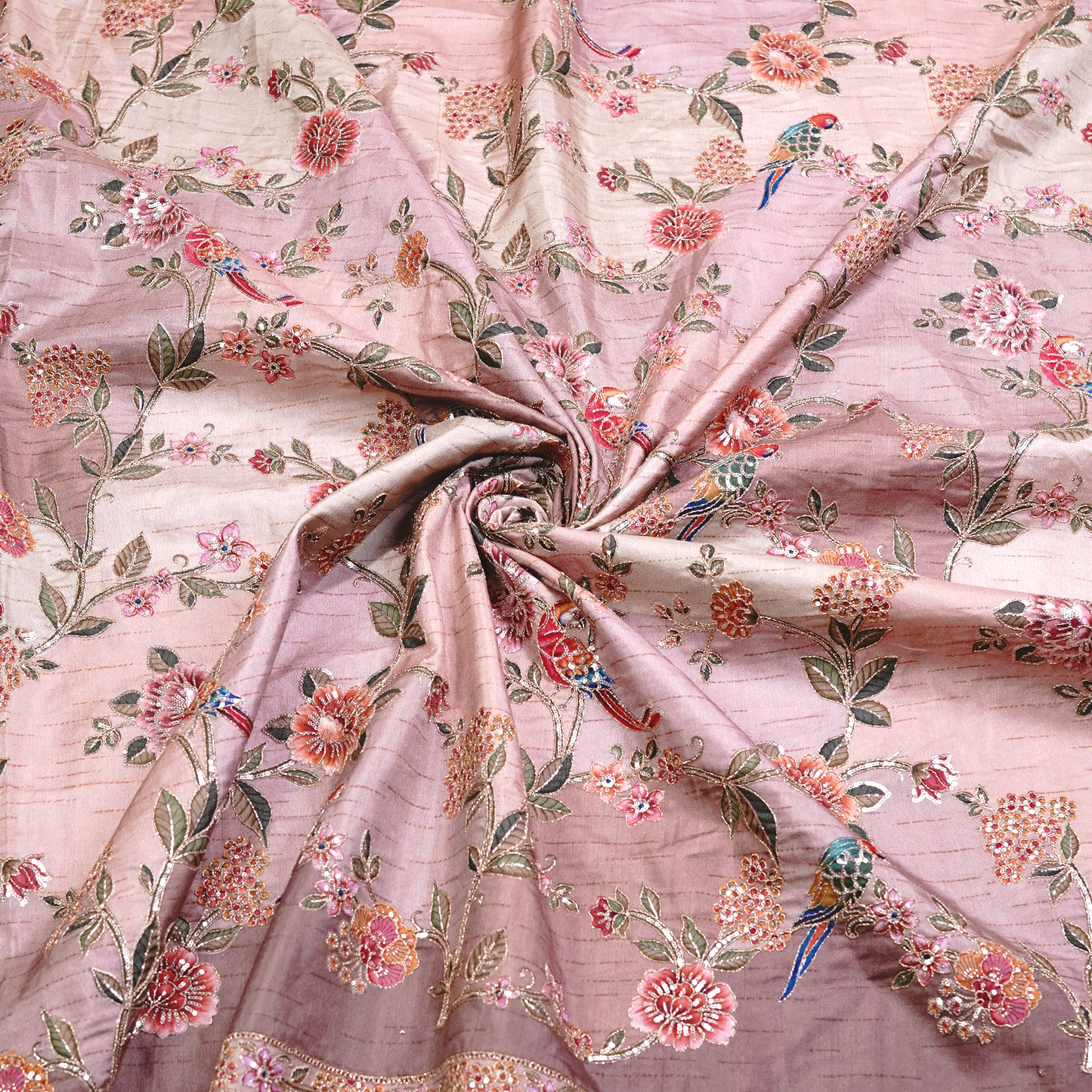 SLUB SILK WITH EMBROIDERED WORK