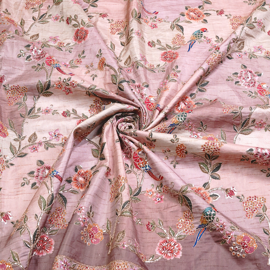 SLUB SILK WITH EMBROIDERED WORK