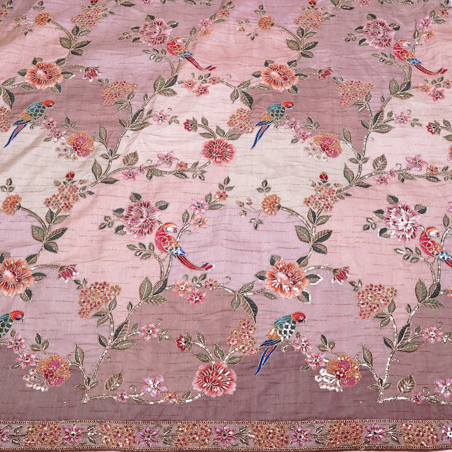 SLUB SILK WITH EMBROIDERED WORK