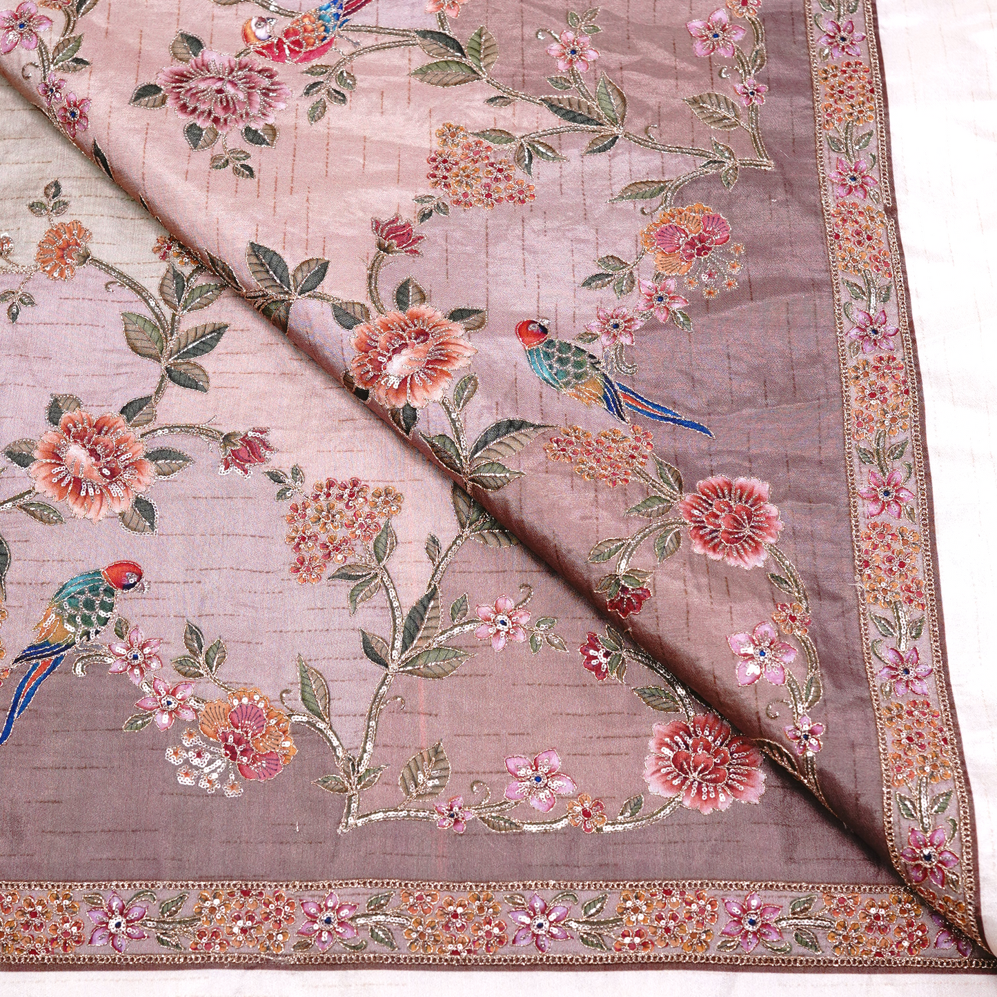 SLUB SILK WITH EMBROIDERED WORK