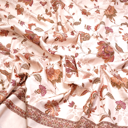 SLUB SILK WITH EMBROIDERED WORK