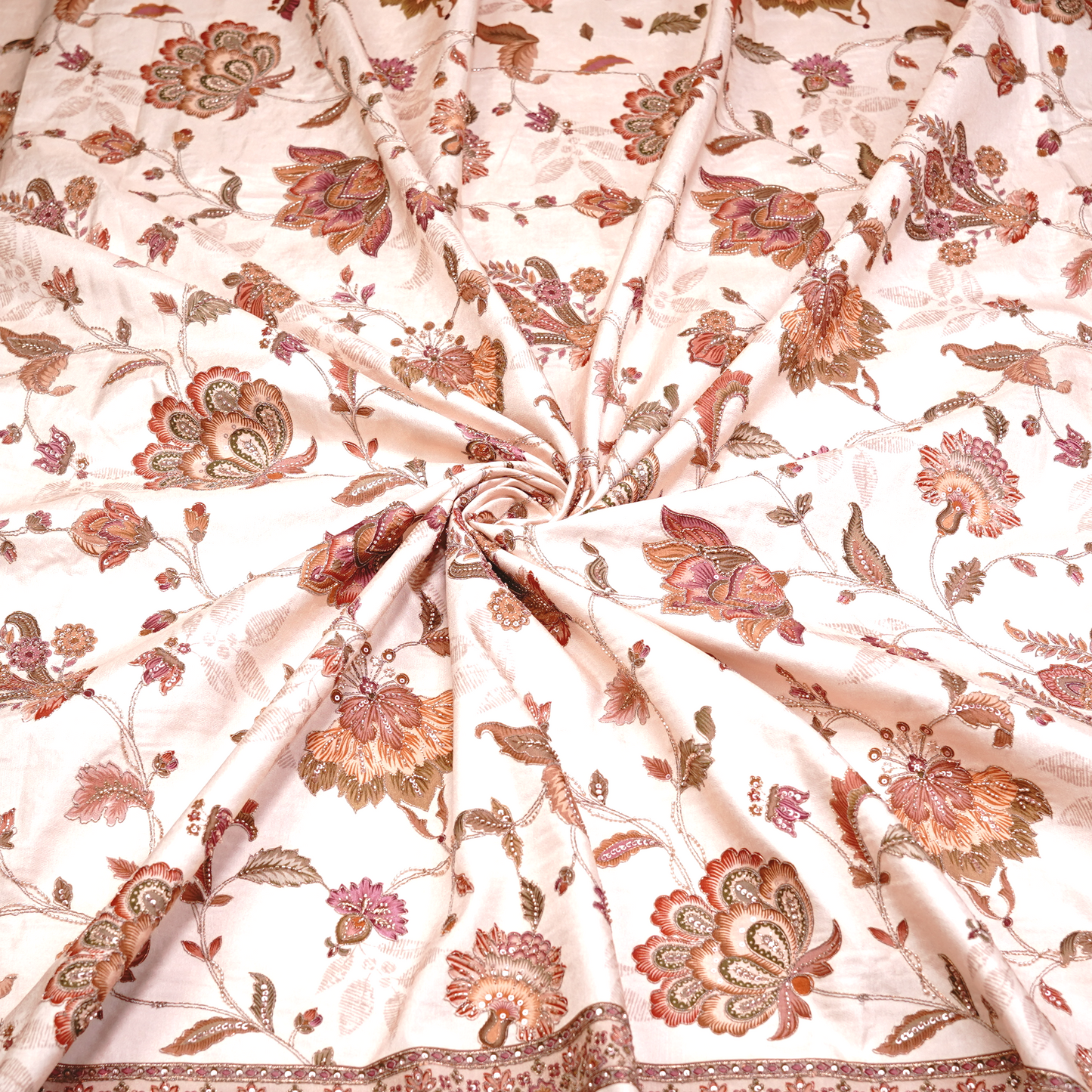 SLUB SILK WITH EMBROIDERED WORK