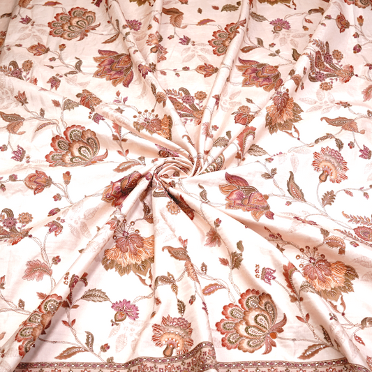 SLUB SILK WITH EMBROIDERED WORK