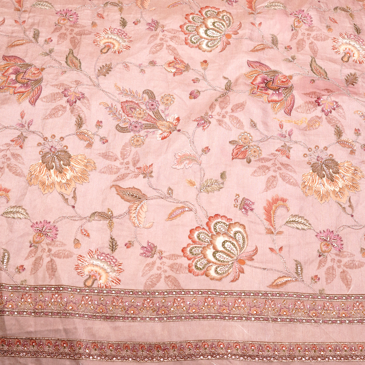 SLUB SILK WITH EMBROIDERED WORK