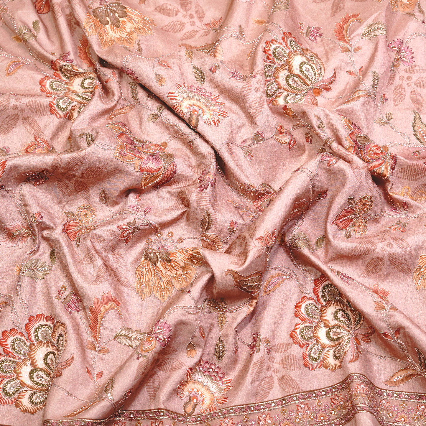 SLUB SILK WITH EMBROIDERED WORK