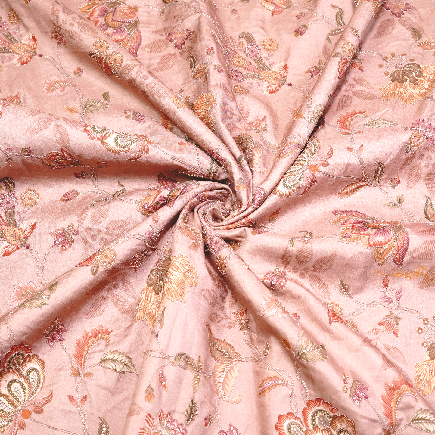 SLUB SILK WITH EMBROIDERED WORK
