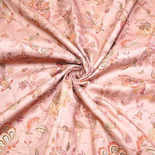 SLUB SILK WITH EMBROIDERED WORK