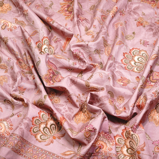 SLUB SILK WITH EMBROIDERED WORK