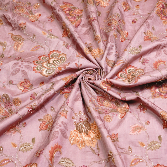 SLUB SILK WITH EMBROIDERED WORK