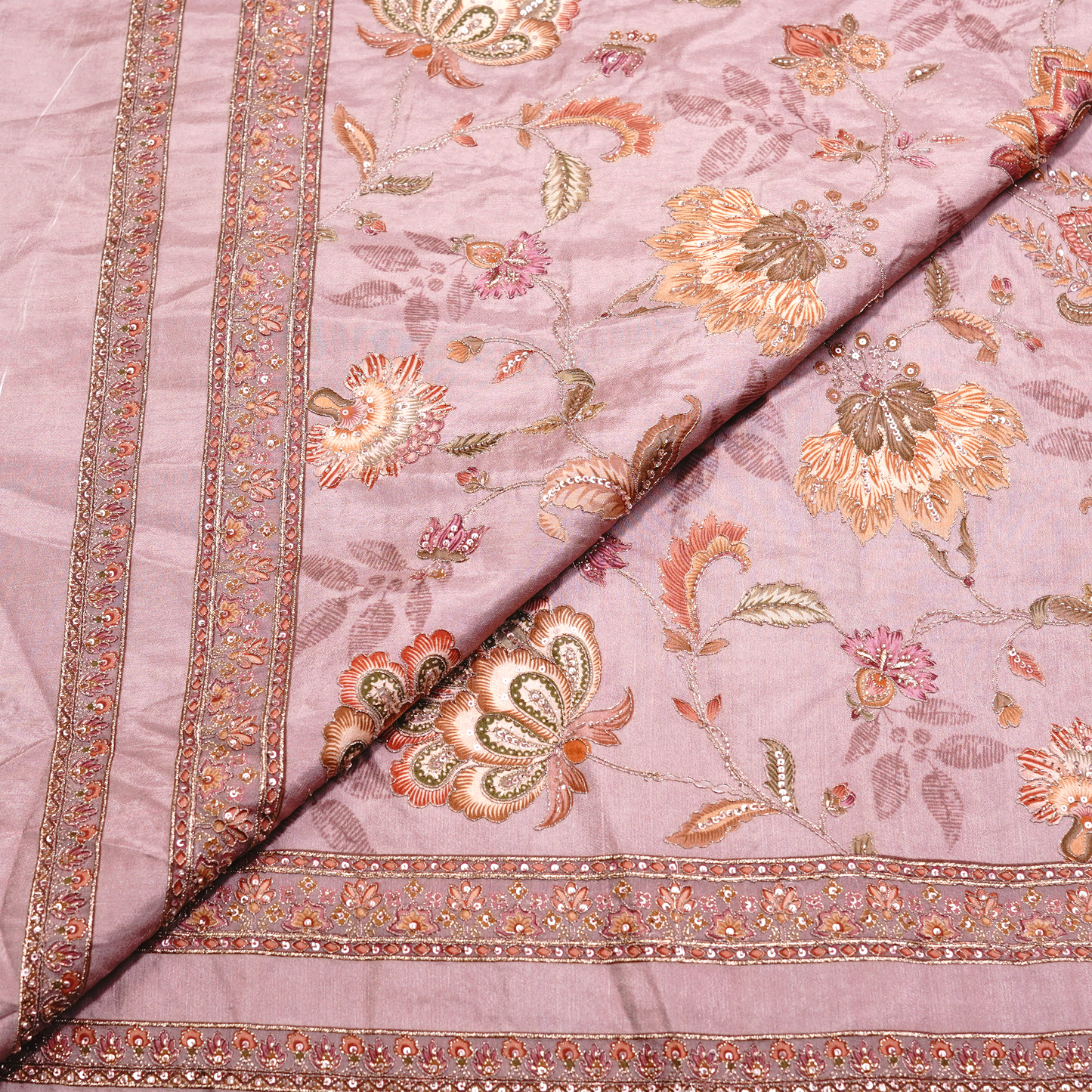 SLUB SILK WITH EMBROIDERED WORK