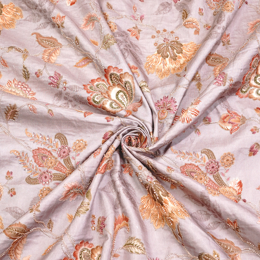 SLUB SILK WITH EMBROIDERED WORK
