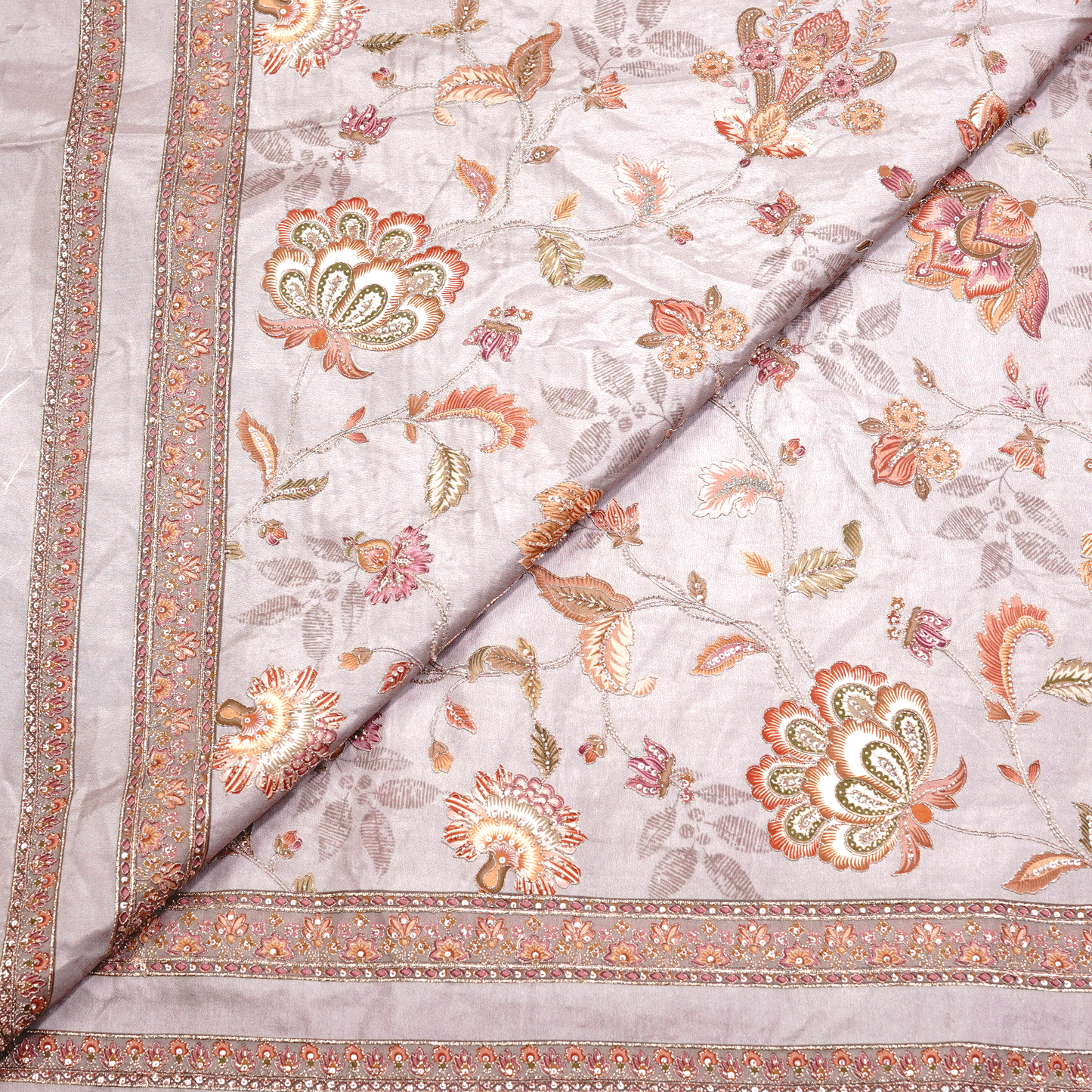 SLUB SILK WITH EMBROIDERED WORK