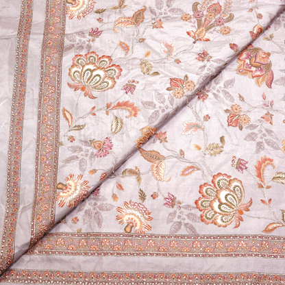SLUB SILK WITH EMBROIDERED WORK