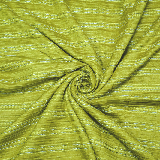 STRIPE EMBROIDERED PATTERN ON SLUB SILK