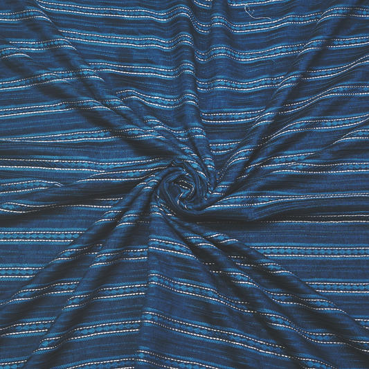 STRIPE EMBROIDERED PATTERN ON SLUB SILK