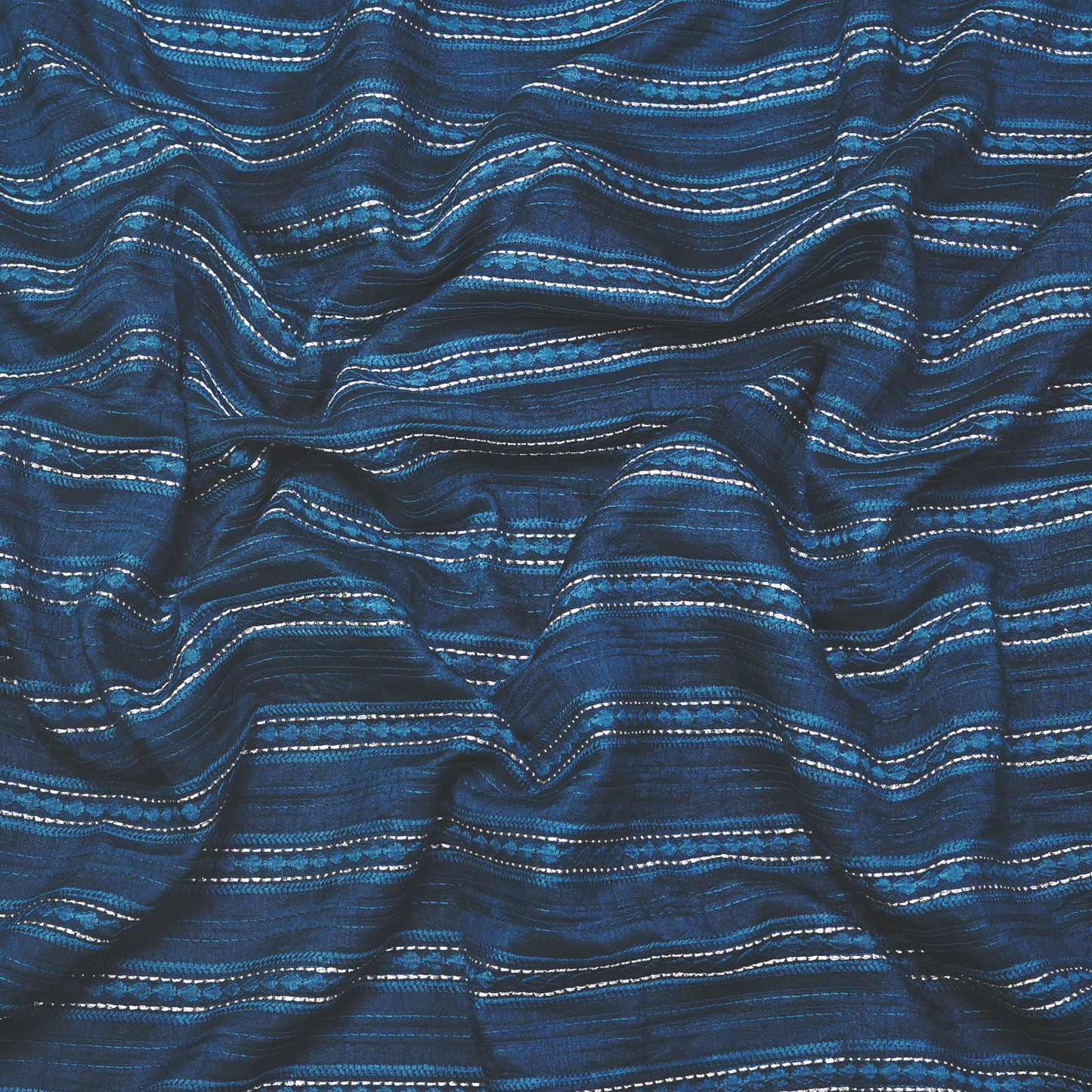 STRIPE EMBROIDERED PATTERN ON SLUB SILK