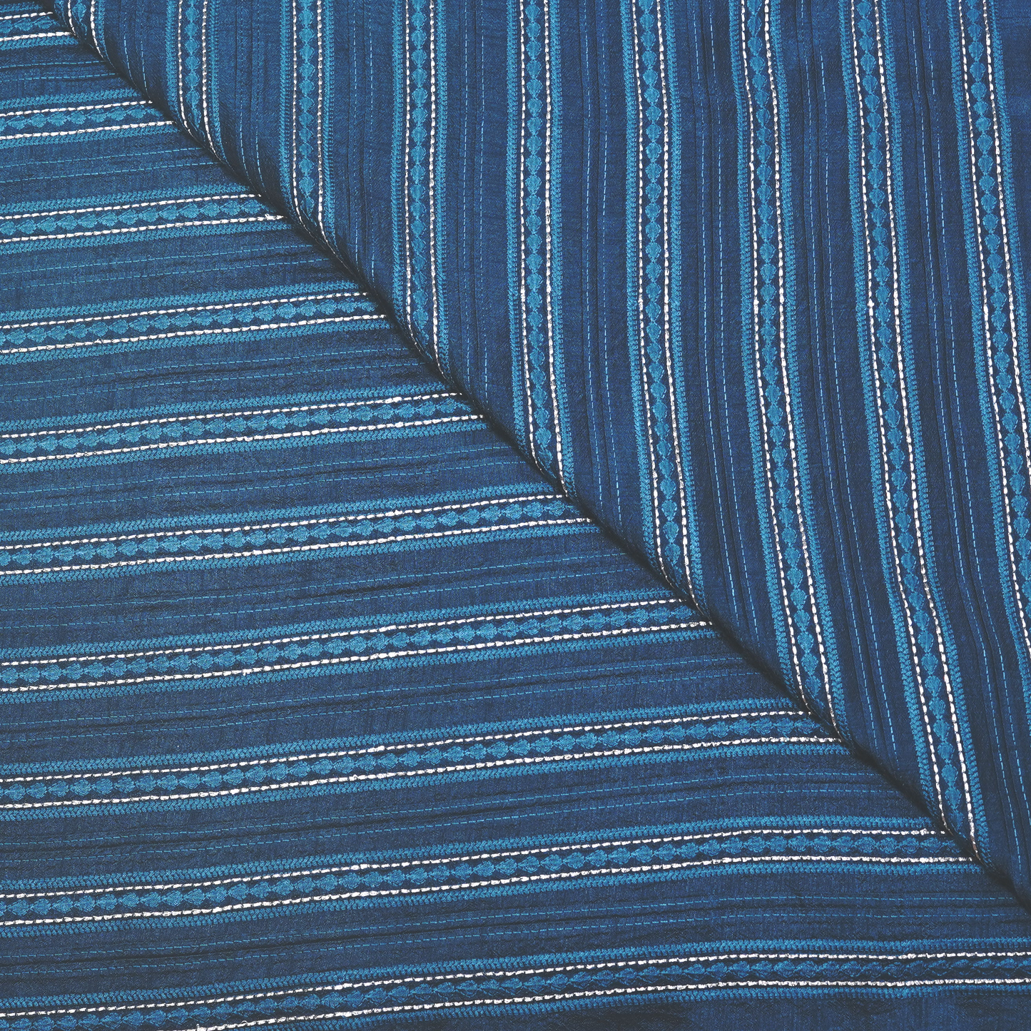 STRIPE EMBROIDERED PATTERN ON SLUB SILK