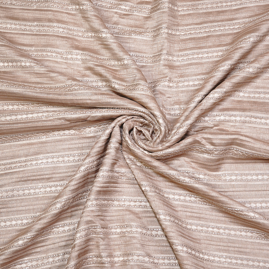 STRIPE EMBROIDERED PATTERN ON SLUB SILK