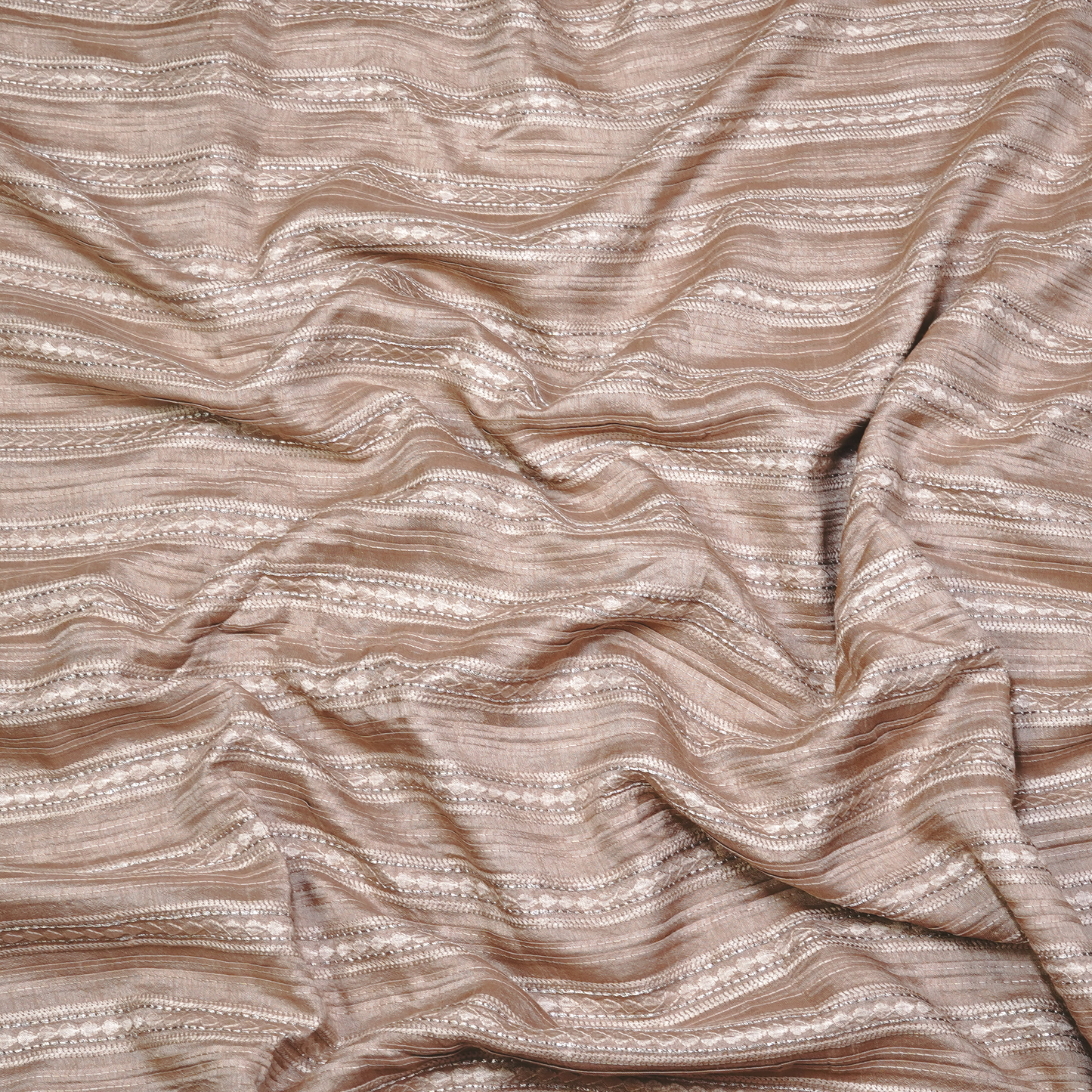 STRIPE EMBROIDERED PATTERN ON SLUB SILK