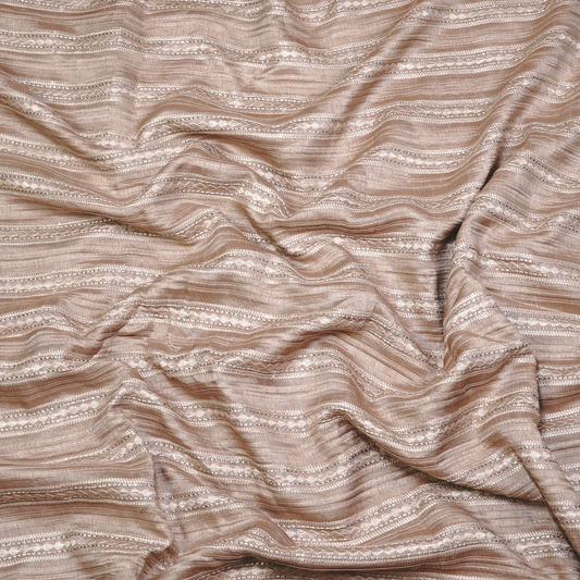 STRIPE EMBROIDERED PATTERN ON SLUB SILK