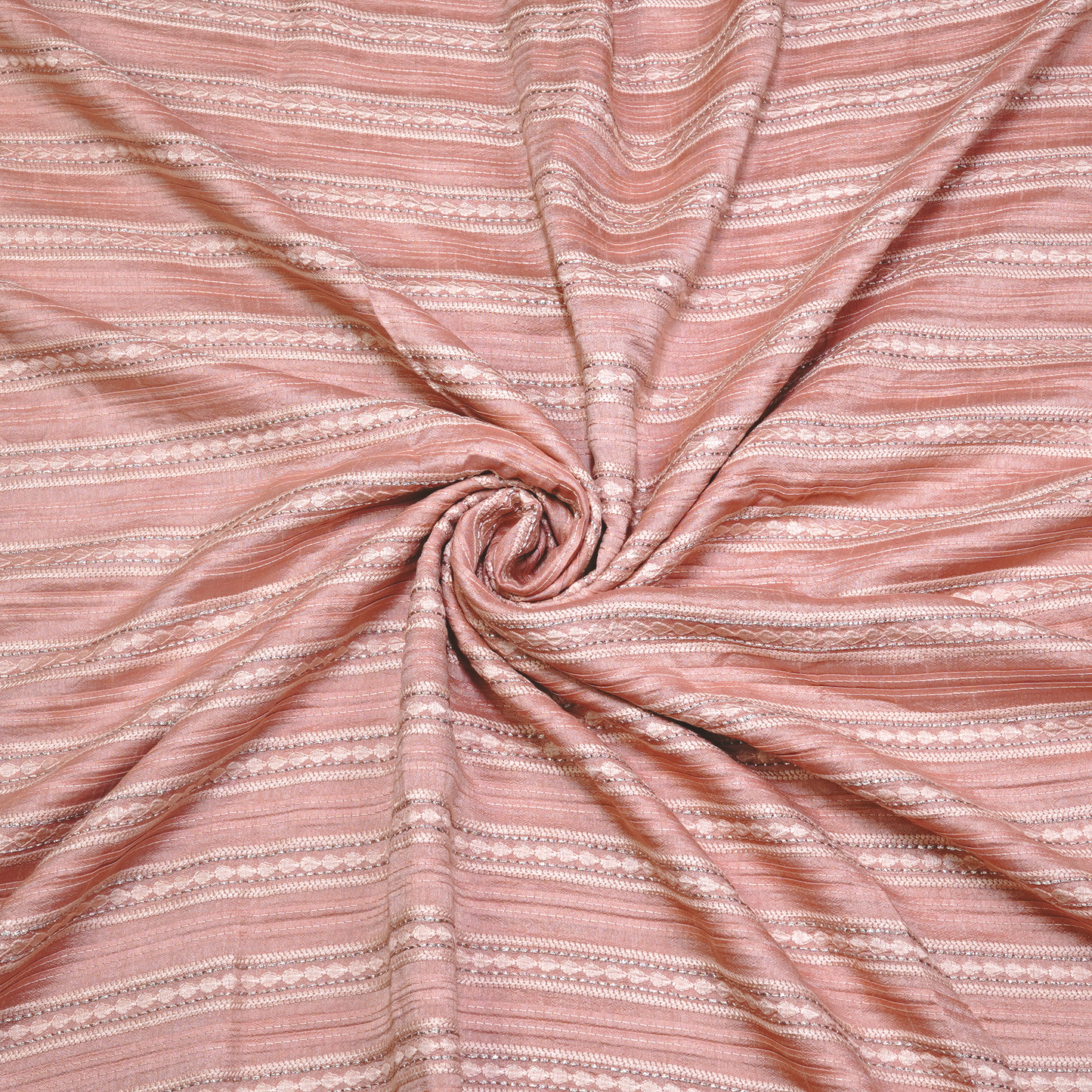 STRIPE EMBROIDERED PATTERN ON SLUB SILK