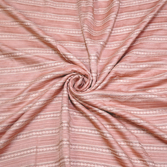STRIPE EMBROIDERED PATTERN ON SLUB SILK