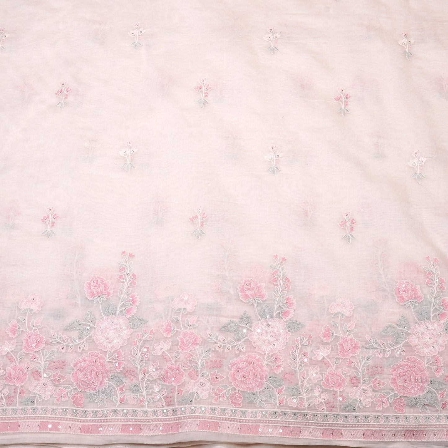 ELEGANT CHANDERI EMBROIDERED FABRIC