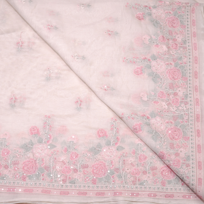 ELEGANT CHANDERI EMBROIDERED FABRIC