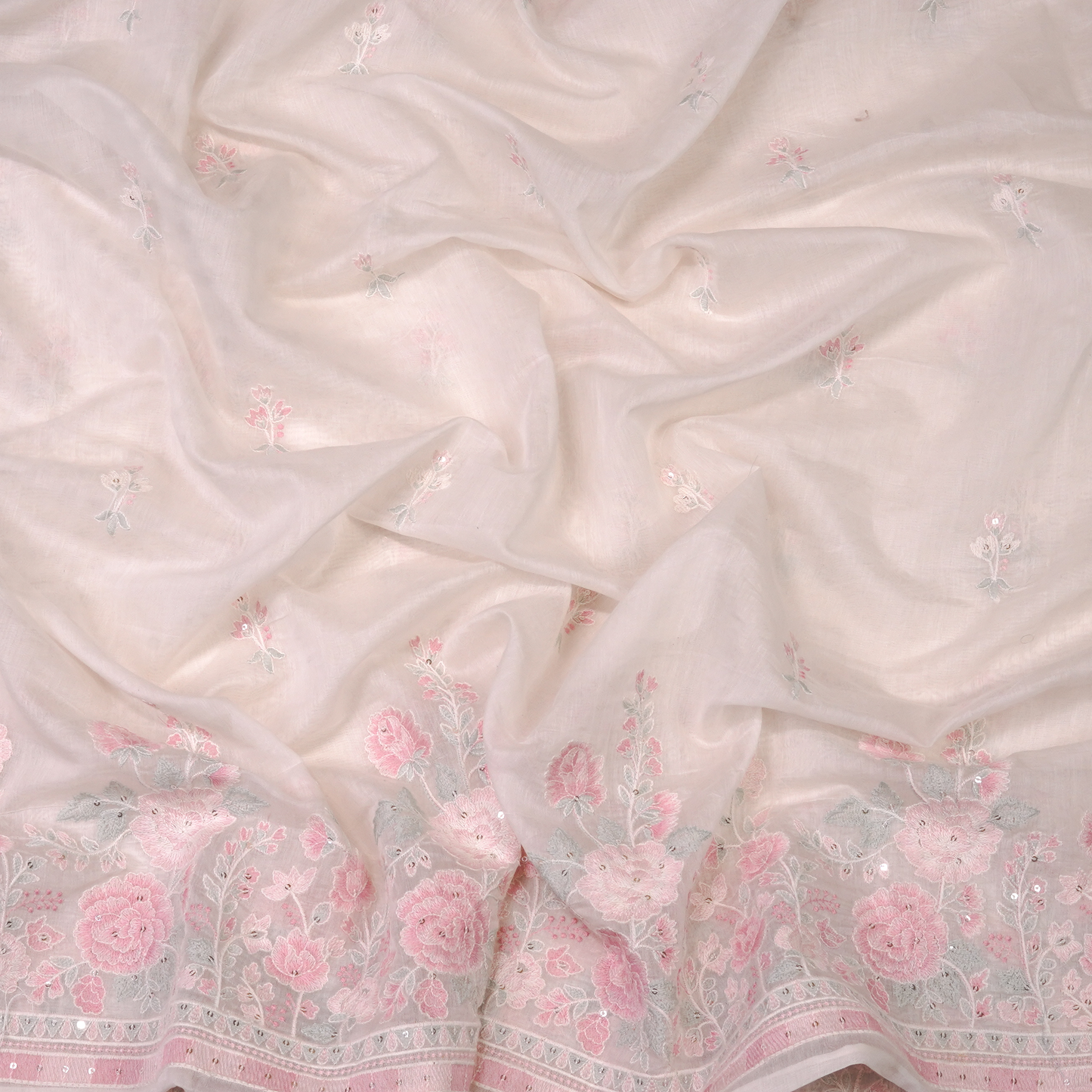 ELEGANT CHANDERI EMBROIDERED FABRIC