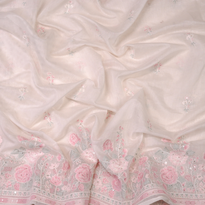 ELEGANT CHANDERI EMBROIDERED FABRIC