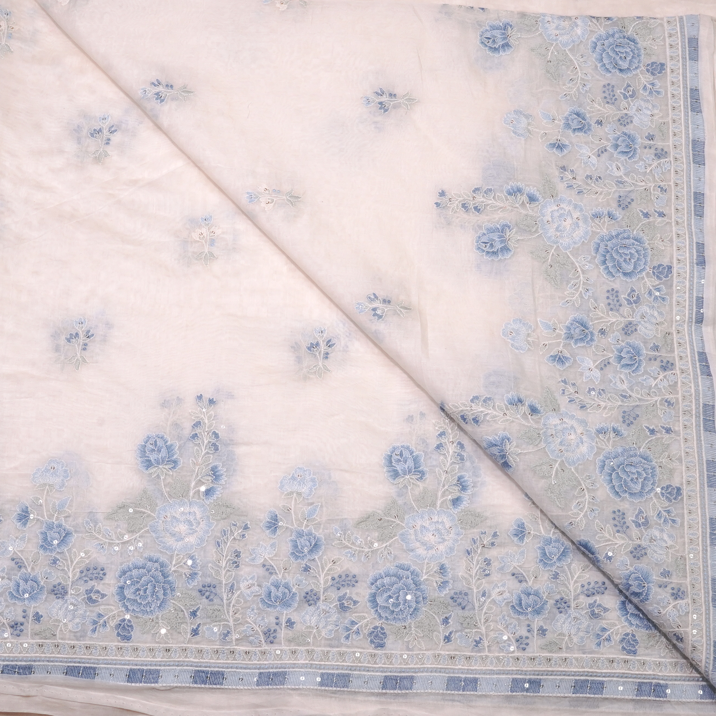 ELEGANT CHANDERI EMBROIDERED FABRIC