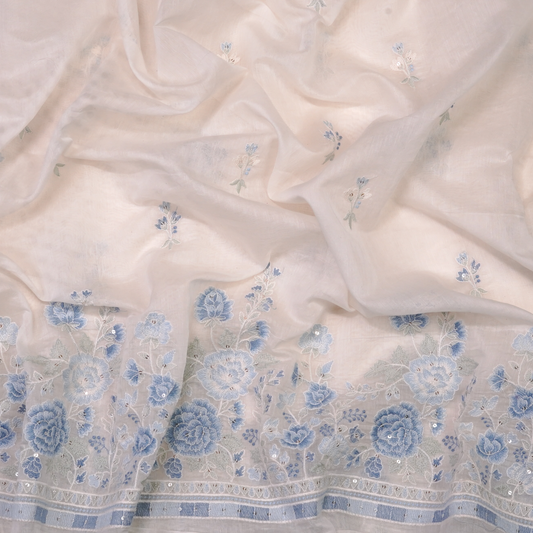 ELEGANT CHANDERI EMBROIDERED FABRIC