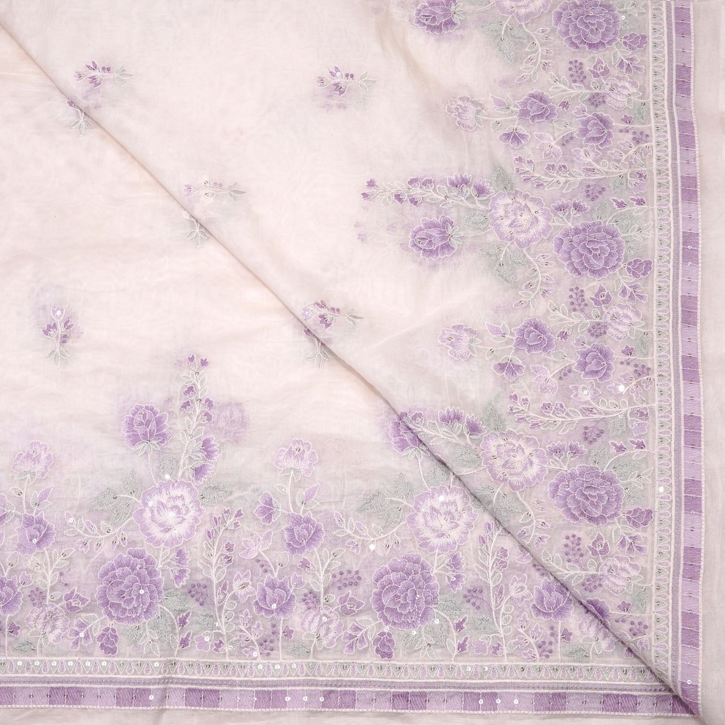 ELEGANT CHANDERI EMBROIDERED FABRIC