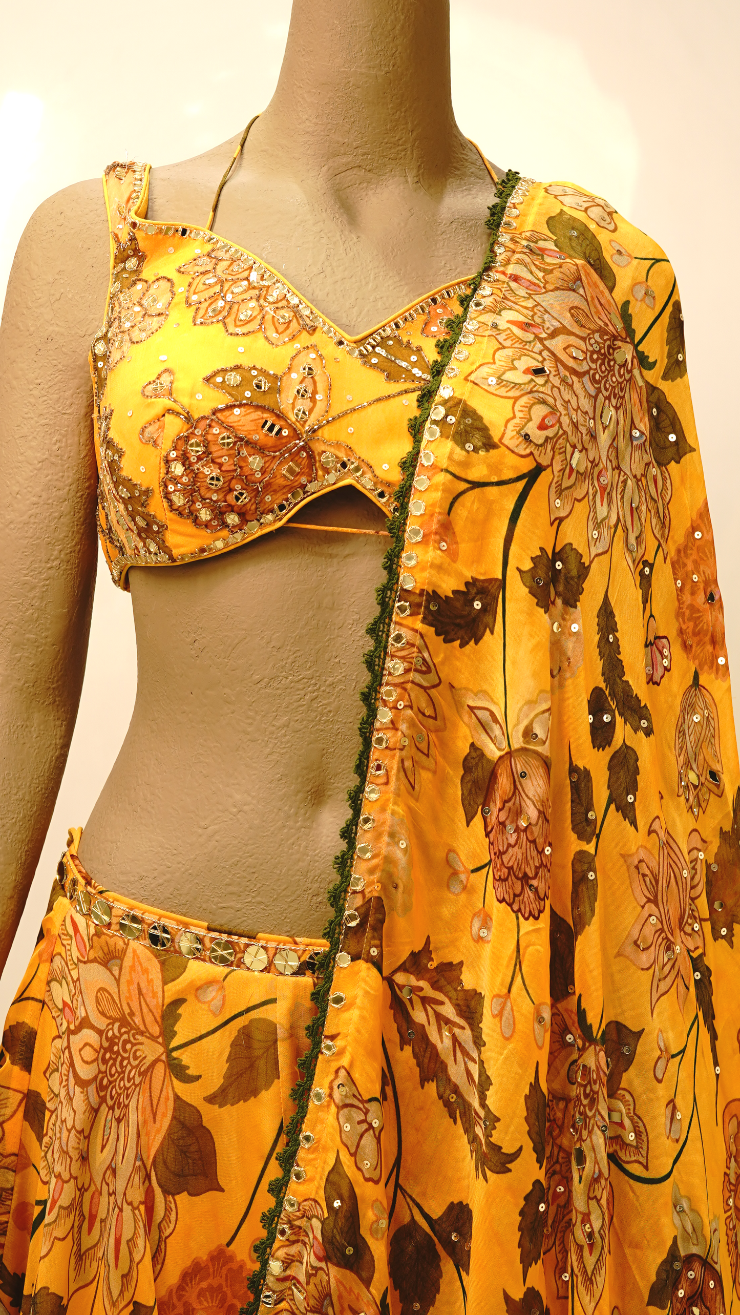 Mustard Bloom Designer Lehenga Set