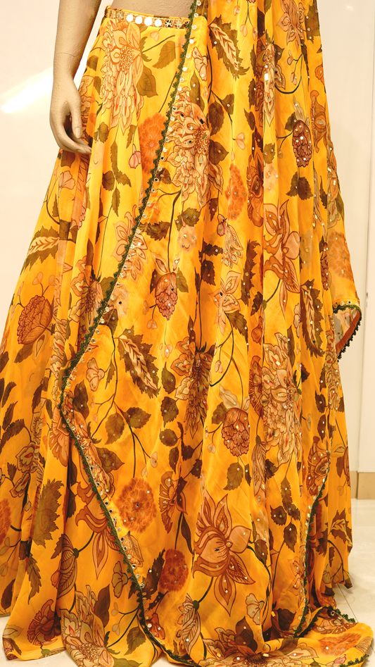 Mustard Bloom Designer Lehenga Set