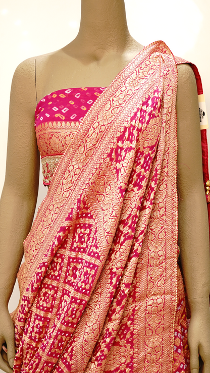 Rani Pink Banarasi Silk Bridal Lehenga