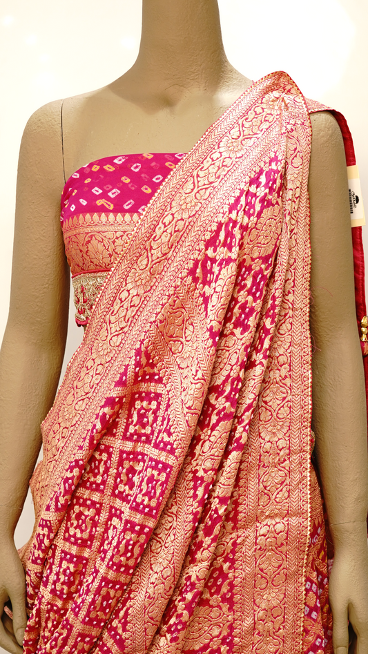 Rani Pink Banarasi Silk Bridal Lehenga