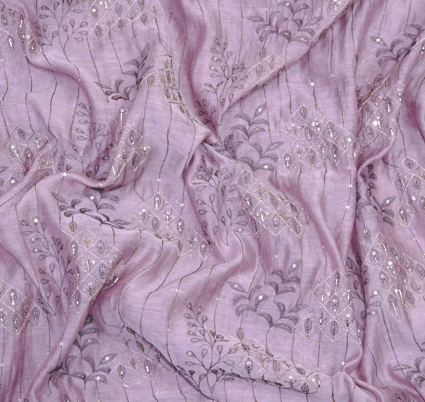 Dusty Rose Chanderi Silk with Intricate Zari and Sequin Detailing
